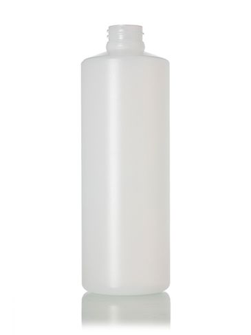 16 oz natural-colored HDPE plastic cylinder round bottle with 28-400 ...