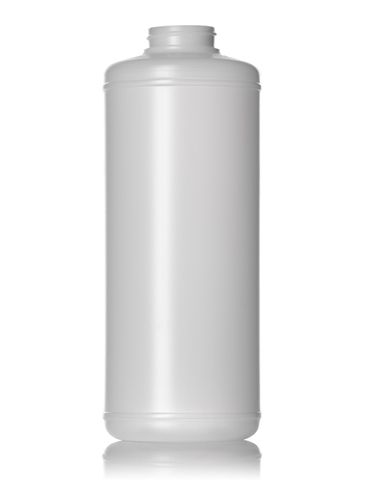 32 oz natural-colored HDPE plastic cylinder round bottle with 38-400 neck finish