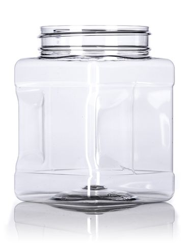 32 oz clear PET plastic square grip container with 89-400 neck finish