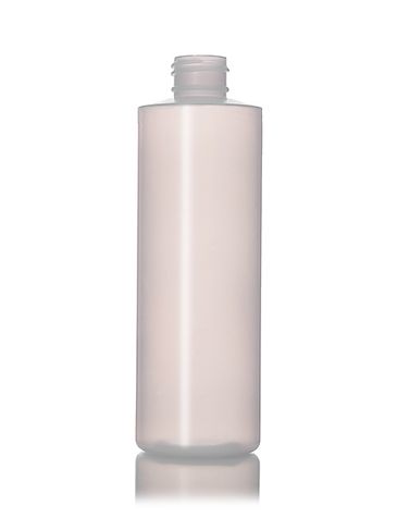 8 oz natural-colored LDPE plastic cylinder round bottle with 24-410 neck finish