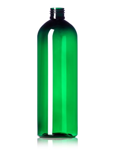 16 oz green PET plastic cosmo round bottle with 24-410 neck finish
