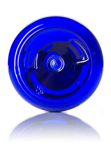 12 oz cobalt blue PET plastic boston round bottle with 24-410 neck finish
