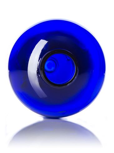 12 oz cobalt blue PET plastic boston round bottle with 24-410 neck finish