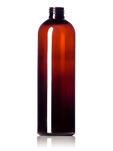 12 oz amber PET plastic cosmo round bottle with 24-410 neck finish