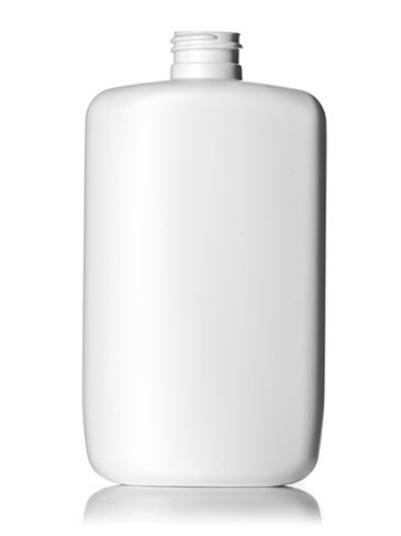 8 oz white HDPE plastic flat oval bottle with 24-410 neck finish