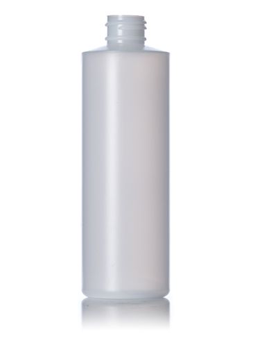 8 oz natural-colored HDPE plastic cylinder round bottle with 24-410 neck finish