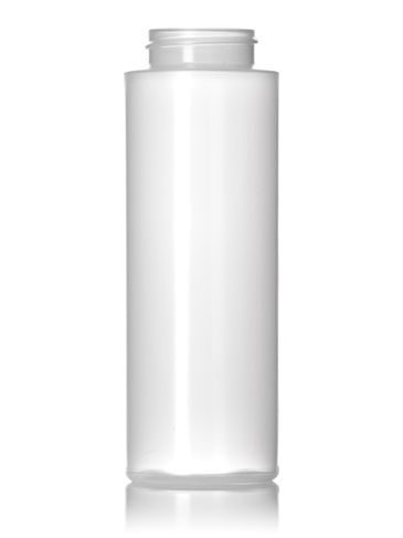 8 oz natural-colored LDPE plastic cylinder round bottle with 38-400 neck finish