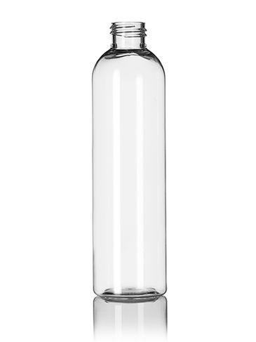 8 oz clear PET plastic cosmo round bottle with 24-410 neck finish