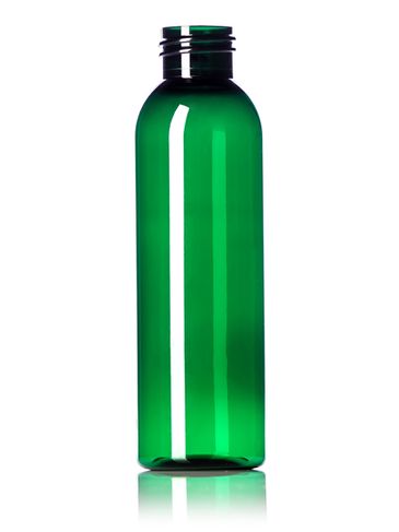 4 oz green PET plastic cosmo round bottle with 24-410 neck finish