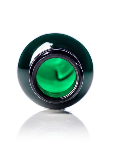 1 oz green PET plastic boston round bottle with 20-410 neck finish