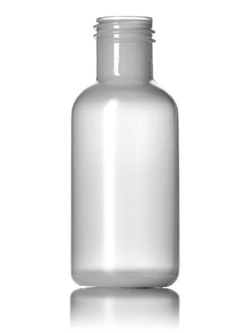 1/2 oz natural-colored MDPE plastic boston round bottle with 15-415 neck finish