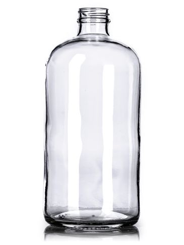 32 oz clear glass boston round bottle with 33-400 neck finish