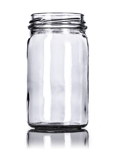 8 oz clear glass round jar with 58TW neck finish