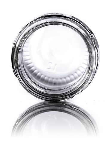 1.25 oz clear glass round jar with 43TW neck finish