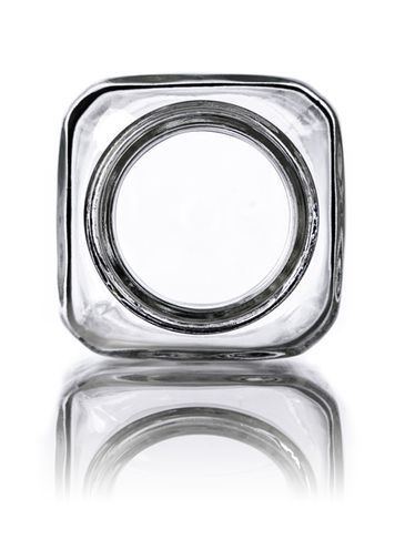 8 oz clear glass french square bottle with 43-400 neck finish