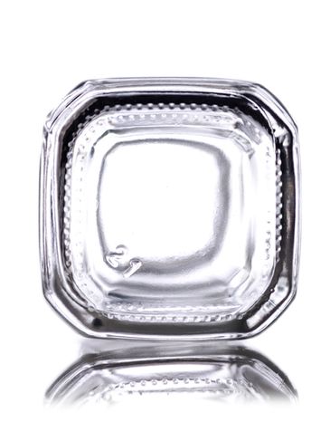 2 oz clear glass french square bottle with 28-400 neck finish