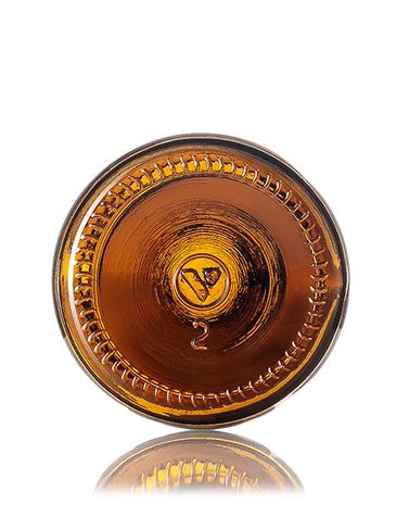 8 oz amber glass boston round bottle with 28-400 neck finish
