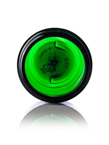 1 oz green PET plastic single wall jar with 38-400 neck finish