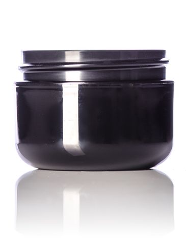 3/4 oz black PP plastic double wall round base jar with 53-400 neck finish