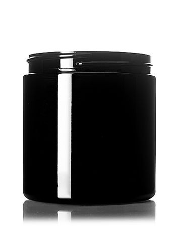8 oz black PET plastic single wall jar with 70-400 neck finish