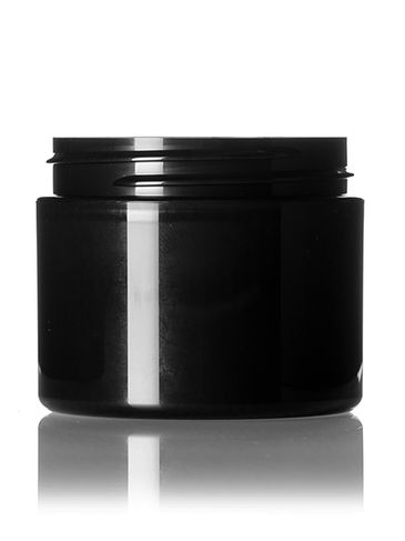 2 oz black PP plastic double wall straight base jar with 58-400 neck finish