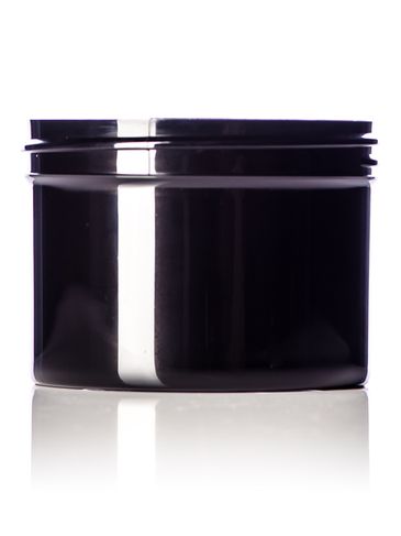 8 oz black PP plastic single wall jar with 89-400 neck finish