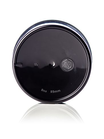 8 oz black PP plastic single wall jar with 89-400 neck finish