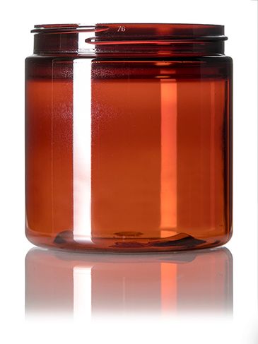 8 oz amber PET plastic single wall jar with 70-400 neck finish