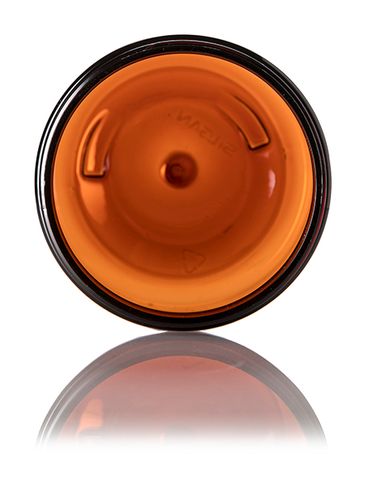 8 oz amber PET plastic single wall jar with 70-400 neck finish