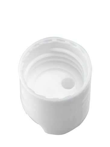 White PP plastic 20-410 smooth skirt unlined disc top cap
