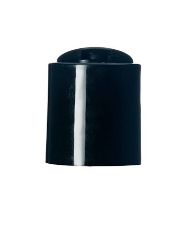 Black PP plastic 20-410 smooth skirt unlined disc top lid