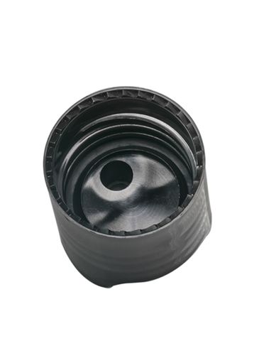 Black PP plastic 20-410 smooth skirt unlined disc top lid