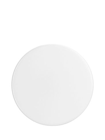 White PP plastic 38-400 smooth skirt lid with printed universal heat induction seal (HIS) liner - SIDE GATE