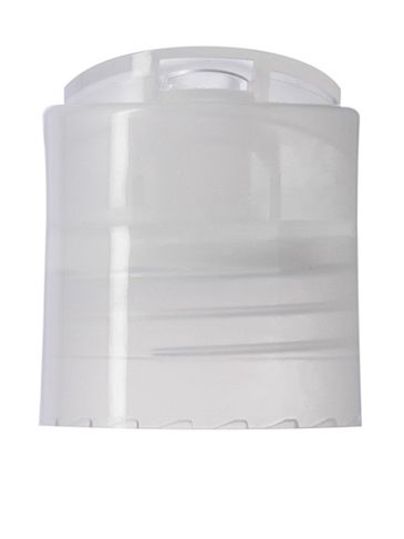 Natural PP plastic 24-410 smooth skirt disc top lid (.308 inch orifice) with universal heat induction seal (HIS) liner
