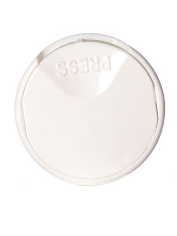 White PP plastic 24-410 smooth skirt unlined disc top lid (.308 inch orifice)