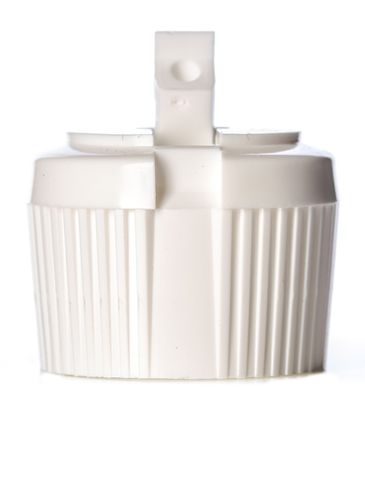White PP plastic 28-410 ribbed skirt spouted dispensing cap