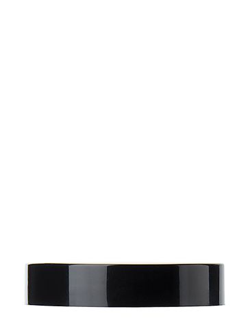 Black PP plastic 58-400 smooth skirt lid with unprinted pressure sensitive (PS) liner