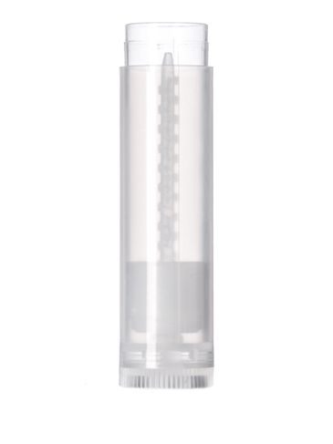 3/16 oz natural-colored PP plastic round lip balm tube with dial (lid not included)