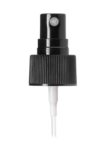 Black PP plastic 24-410 ribbed skirt fine-mist fingertip sprayer with clear overcap and 6.87 inch dip tube (.13 cc output)