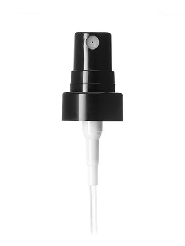 Black PP plastic 20-400 smooth skirt fine mist fingertip sprayer with clear overcap and 3.54 inch dip tube  (0.12-0.14 cc output)