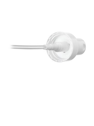 White PP plastic 20-400 smooth skirt fine mist fingertip sprayer with clear overcap and 3.54 inch dip tube (.12-.14 cc output)