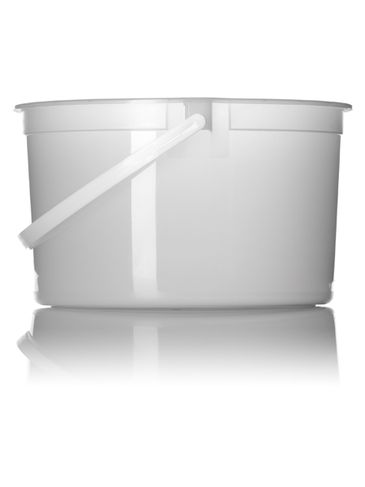 128 oz natural-colored HDPE plastic round tub with handle