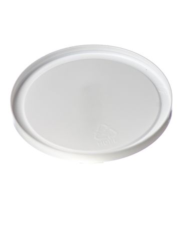White HDPE plastic 3.5625 inch flat tub lid