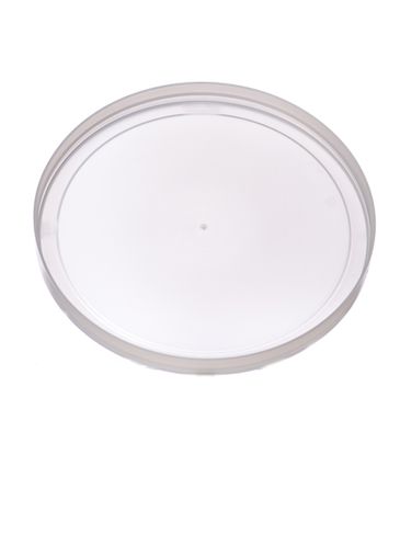 Natural-colored LDPE plastic 5.9375 inch long-skirted tub lid