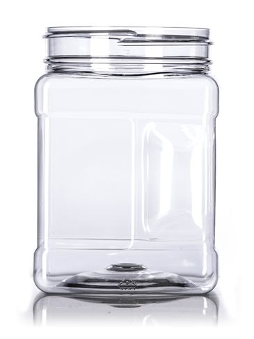 32 oz clear PET plastic square grip container with 89-400 neck finish