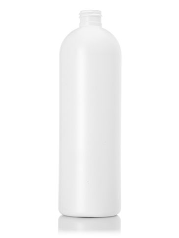 16 oz white HDPE plastic imperial round bottle with 24-410 neck finish