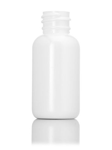 1 oz white LDPE plastic boston round bottle with 20-410 neck finish