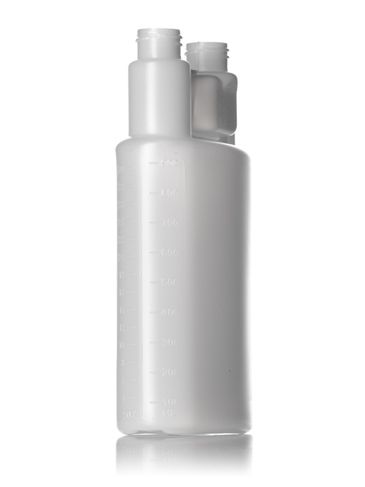 32 oz natural-colored HDPE plastic twin-neck bottle (requires 2 caps) with 28-410 neck finish