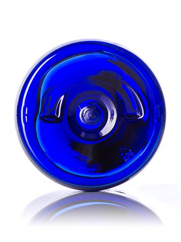 4 oz cobalt blue PET plastic boston round bottle with 24-400 neck finish