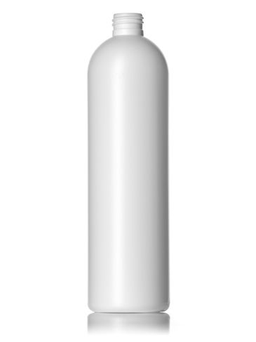 16 oz white HDPE plastic imperial round bottle with 24-410 neck finish